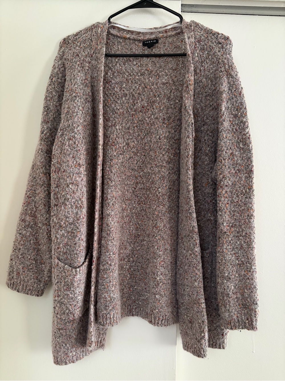 torrid Heathered Pink Bouclé Open-Front Cardigan